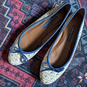 Margaux Schumacher printed blue floral stripe ballet flats